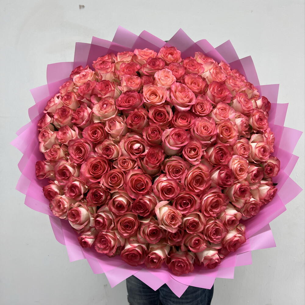 🌹ВЕЛИЧЕСТВЕННЫЙ БУКЕТ ИЗ 101 РОЗЫ СОРТА «ДЖУМИЛИЯ»🌹