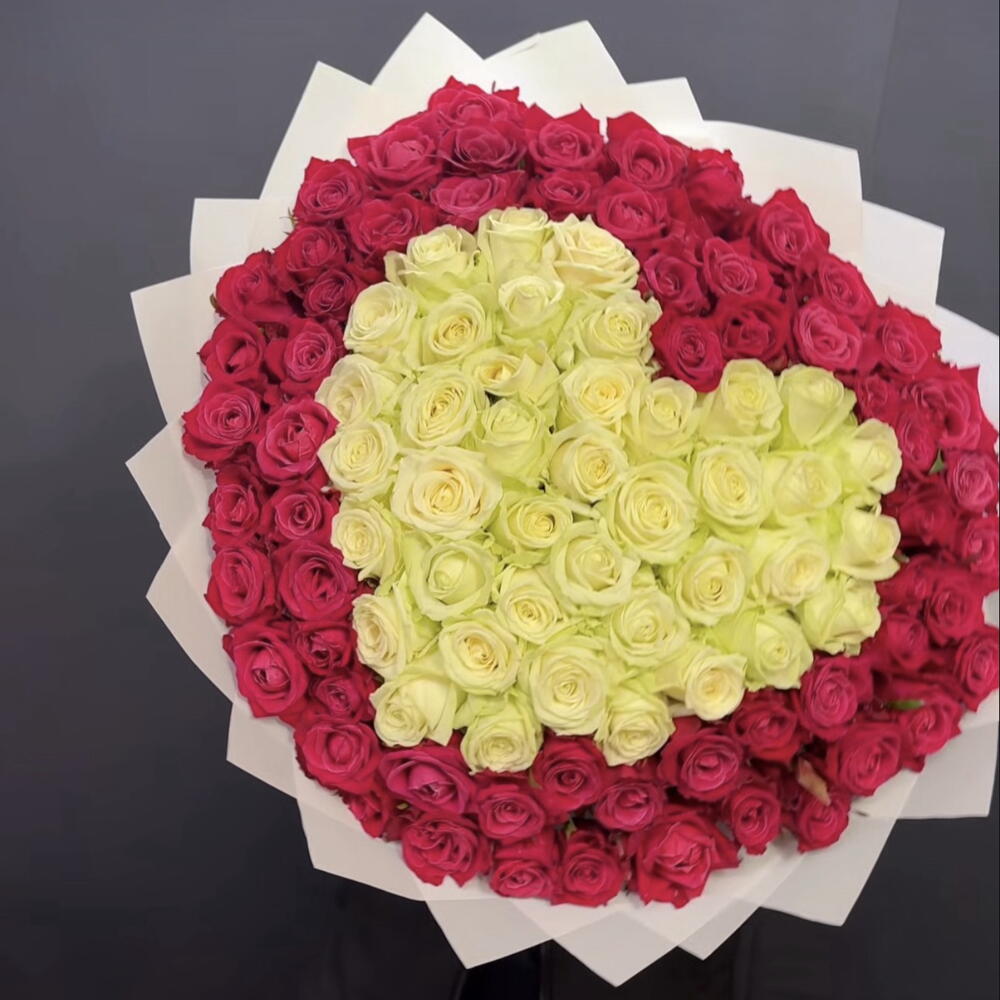 💖КОМПОЗИЦИЯ ИЗ 101 РОЗЫ В СЕРДЦЕ🌹