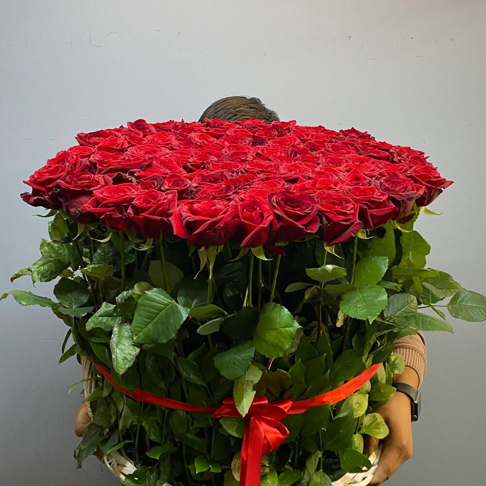 🌹101 КРАСНАЯ РОЗА В ПЛЕТЕНОЙ КОРЗИНЕ🌹