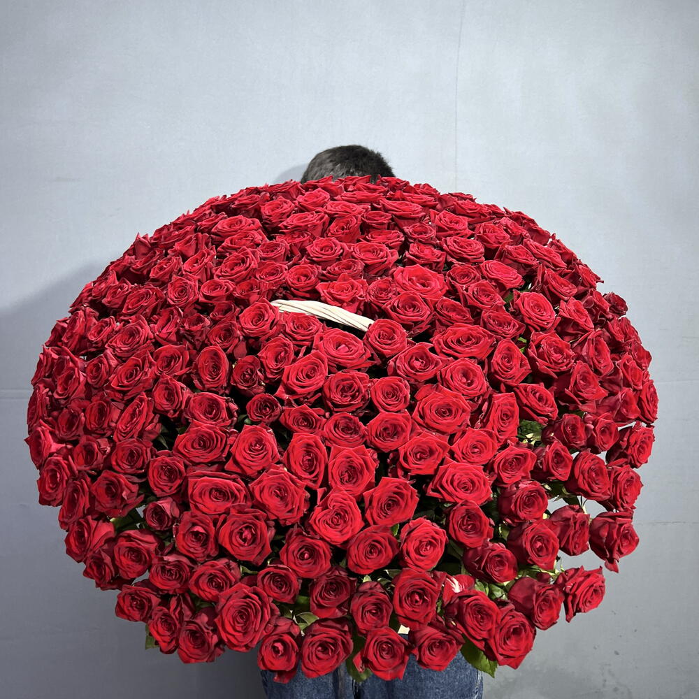 🌹301 КРУПНАЯ КРАСНАЯ РОЗА В КОРЗИНЕ🌹