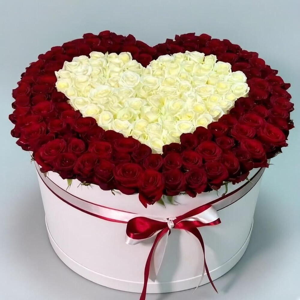 💖СЕРДЦЕ ИЗ 101 РОЗЫ В КОРОБОЧКЕ💖