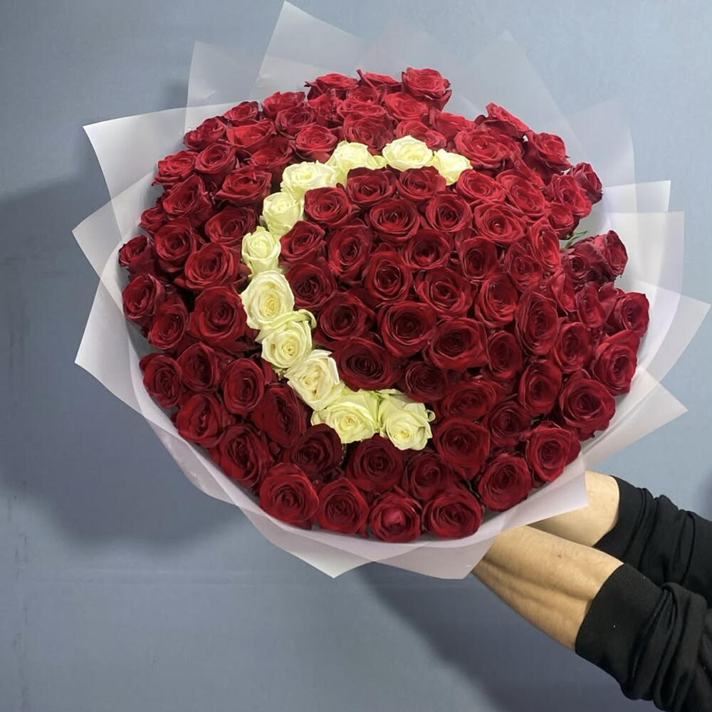 🌹БУКЕТ ИЗ 101 РОЗЫ С ЛЮБОЙ БУКВОЙ🌹