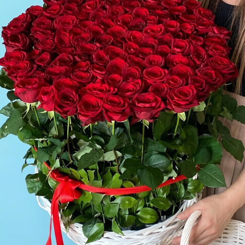 🌹ПЫЛАЮЩЕЕ ЧУВСТВО ИЗ 101 КРАСНОЙ РОЗЫ В КОРЗИНЕ🌹